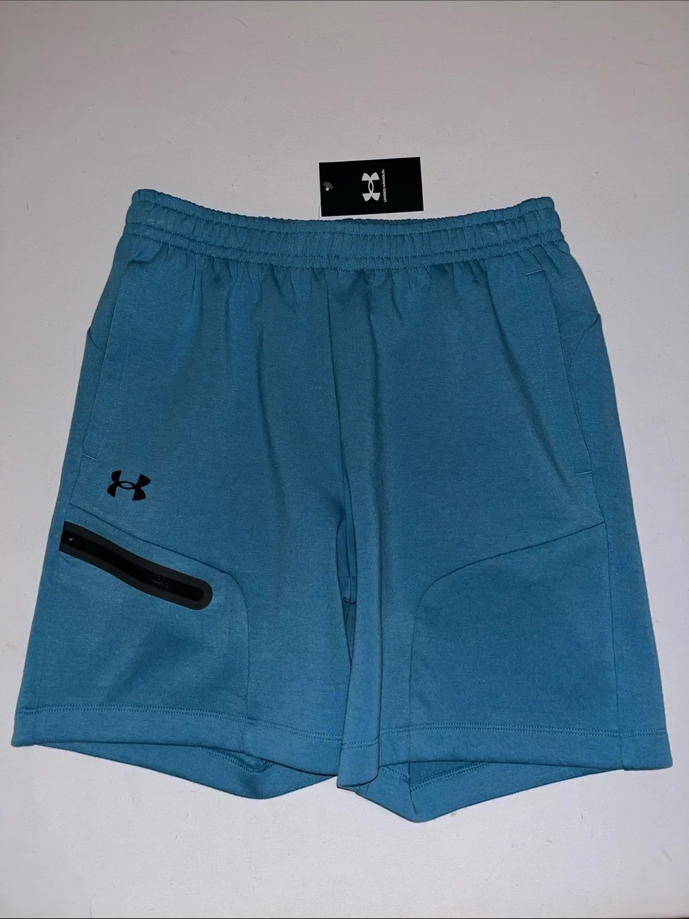 Under Armour Unstoppable Shorts Mens M Fleece 1379809 blue zip pocket NWT $70